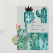 Grijs Roze Bloemen Desert Cacti Foliage Kaart (Voorkant / Achterkant)