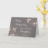 Grijs Roze Bloemen Dochter Happy Moederdag Kaart (Gele Bloem)