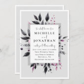 Grijs Roze Bloemen Modern Lijst Bijbel Verse Bruil Kaart (Voorkant / Achterkant)