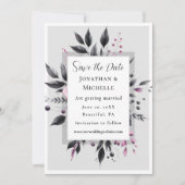 Grijs Roze Bloemen Modern Lijst Bijbel Verse Bruil Save The Date (Voorkant)
