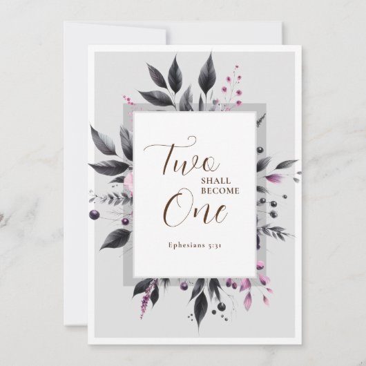 Grijs Roze Bloemen Modern Lijst Bijbel Verse Bruil Save The Date (Achterkant)