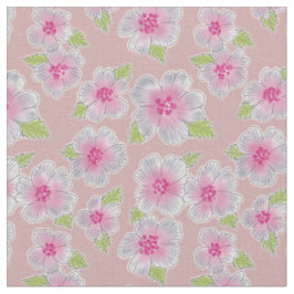 Grijs Roze Bloemen onder perzik Achtergrond Stof