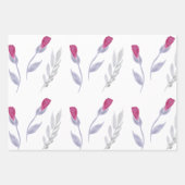 Grijs Roze Bloemen Verjaardag Inpakpapier Vel (Voorkant 2)