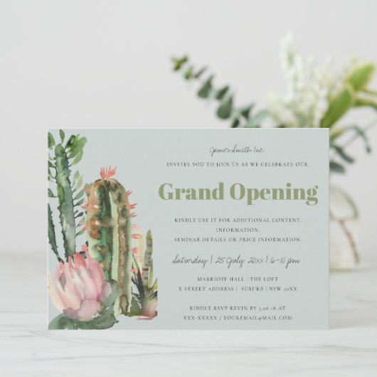 GRIJS ROZE BLOEMENWOESTIJN CACTUS FAUNA GRAND OPEN KAART (Staand voorkant)