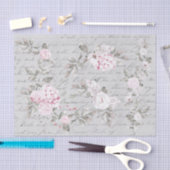 Grijs roze bloemig tissuepapier (Craft)