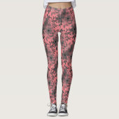 Grijs & Roze  Bloempatroon Leggings (Voorkant)