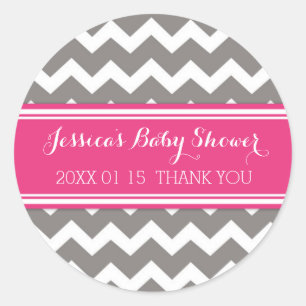 Grijs Roze Chevron Baby shower Favor Stickers