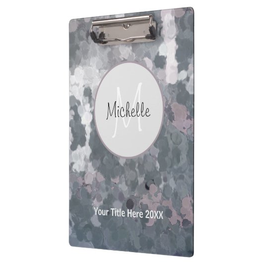 Grijs Roze Cirkels Modern Trendy Monogram Klembord (Links)