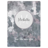 Grijs Roze Cirkels Modern Trendy Monogram Klembord (Achterkant)