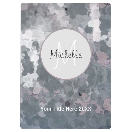 Grijs Roze Cirkels Modern Trendy Monogram Klembord (Achterkant)