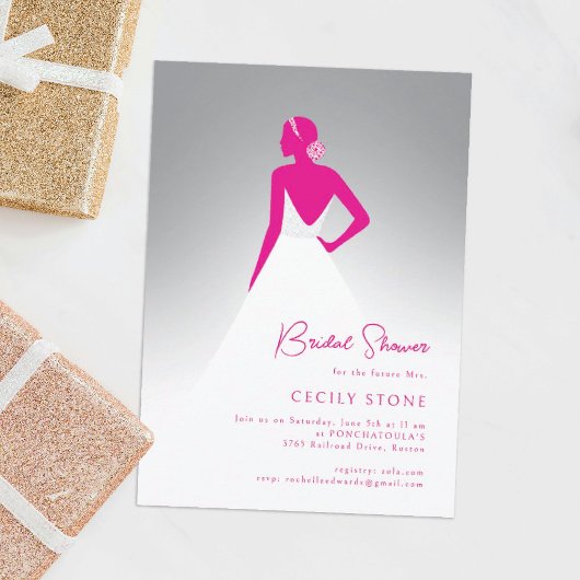 Grijs & Roze Couture Trouwjurk Vrijgezellenfeest Kaart