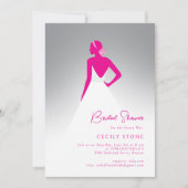 Grijs & Roze Couture Trouwjurk Vrijgezellenfeest Kaart (Voorkant)