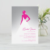 Grijs & Roze Couture Trouwjurk Vrijgezellenfeest Kaart (Staand voorkant)