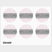 Grijs Roze Damask Dank u bruiloft gunst Labels (Vel)