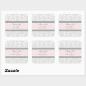 Grijs Roze Damask Dank u bruiloft gunst Labels (Vel)