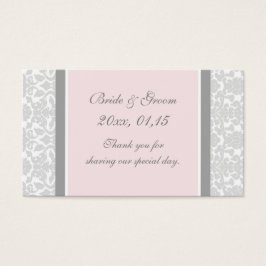 Grijs Roze Damast Bruiloft Favor Tags Visitekaartjes