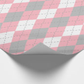 Grijs Roze Donkergrijs Wit XL Argyle Cadeaupapier (Hoek)
