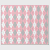 Grijs Roze Donkergrijs Wit XL Argyle Cadeaupapier (Vlak)