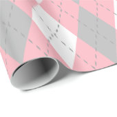 Grijs Roze Donkergrijs Wit XL Argyle Cadeaupapier (Rol Hoek)
