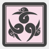  Grijs Roze Drie Ganzen Japan Mon Oriental Vierkante Sticker (Voorkant)