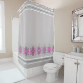 Grijs Roze en Blauwgroen Elegant Ontworpen Douchegordijn (In situ)