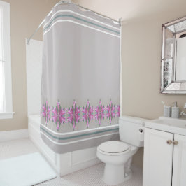 Grijs Roze en Blauwgroen Elegant Ontworpen Douchegordijn