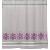 Grijs Roze en Blauwgroen Elegant Ontworpen Douchegordijn (Voorkant)