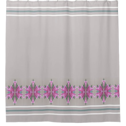 Grijs Roze en Blauwgroen Elegant Ontworpen Douchegordijn (Voorkant)