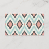 Grijs Roze en Mint Tribal Ikat Chevron Visitekaartje (Achterkant)