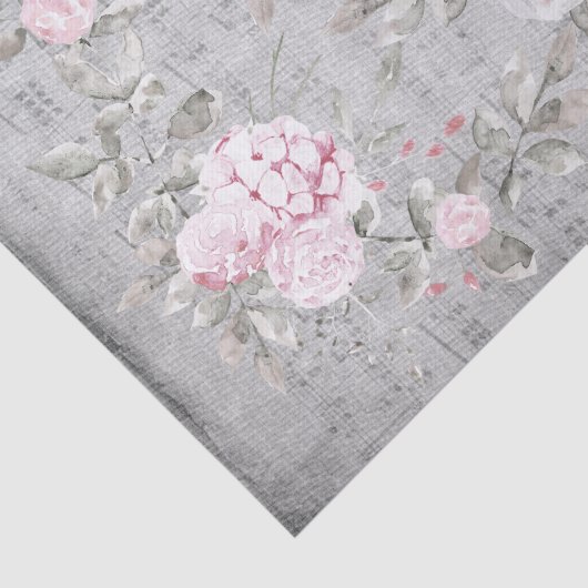 grijs roze floral muziekblad tissuepapier (Detail)