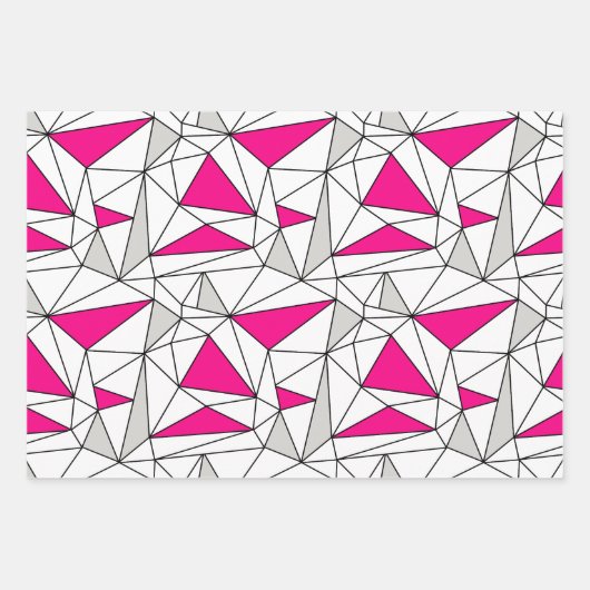 Grijs Roze Geometrie Flash Stripes Inpakpapier Vel (Voorkant)