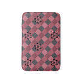 Grijs roze geometrisch geruit patroon met bloemen badmat (Voorkant Verticaal)