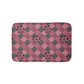 Grijs roze geometrisch geruit patroon met bloemen badmat (Voorkant)