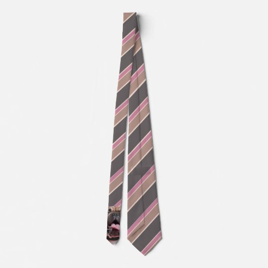 Grijs Roze Gestreepte Franse Bulldog Dog Pet Strop Stropdas (Achterkant)