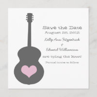 Grijs/Roze gitaar Hart sparen de Datum uitnodigen