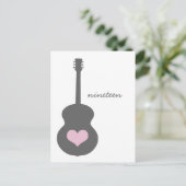 Grijs/Roze gitaar Hart Table Briefkaart (Staand voorkant)