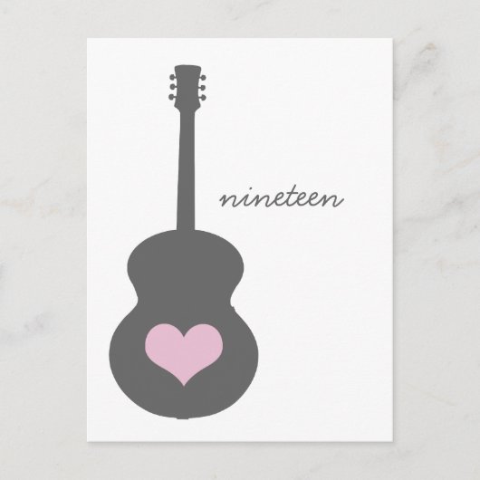 Grijs/Roze gitaar Hart Table Briefkaart (Voorkant)