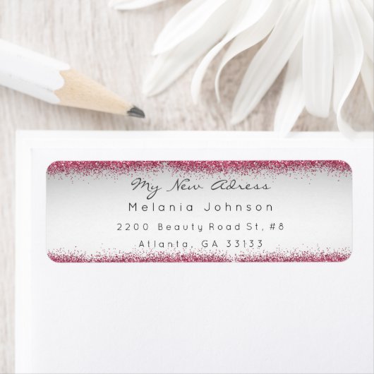 Grijs Roze Glitter Nieuw Delicaat Adres Etiket (Insitu)