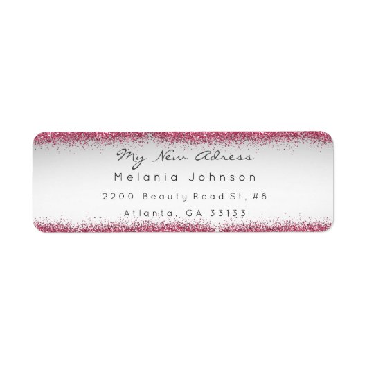 Grijs Roze Glitter Nieuw Delicaat Adres Etiket (Voorkant)