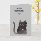 Grijs Roze Hart Kat Kaart (Gele Bloem)