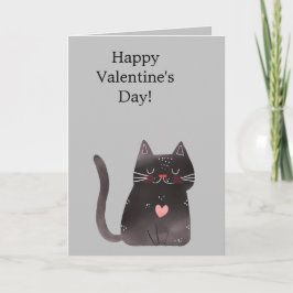 Grijs Roze Hart Kat Kaart