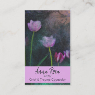 *~* Grijs Roze Lavendel Tulp Grunge Shabby  Visitekaartje