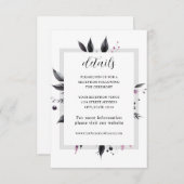 Grijs Roze Modern Floral Lijst Design Bruiloft Informatiekaartje (Voorkant / Achterkant)