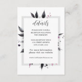 Grijs Roze Modern Floral Lijst Design Bruiloft Informatiekaartje (Voorkant)