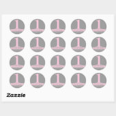 Grijs & Roze Modern Pattern 1 Verjaardag Sticker (Vel)