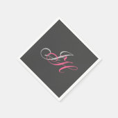 Grijs Roze Monogram Eenvoudige Duidelijke Douane Servet (Hoek)