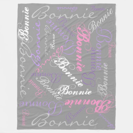 Grijs, Roze, Orchid, Lavendar, Blanket Name Collag Fleece Deken (Voorkant)