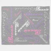 Grijs, Roze, Orchid, Lavendar, Blanket Name Collag Fleece Deken (Voorkant (Horizontaal))