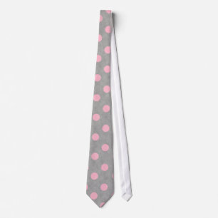 Grijs & Roze Polka Dotted Pattern Uniek Ontwerp St Stropdas