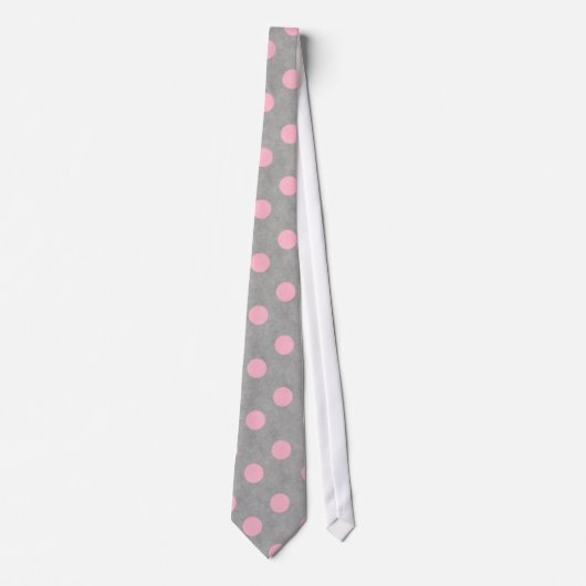 Grijs & Roze Polka Dotted Pattern Uniek Ontwerp St Stropdas (Voorkant)